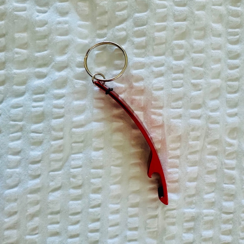 SOURCE UNKNOWN Red Bottle Opener Key Chain NWOT